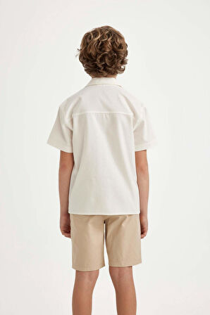 DeFacto Erkek Çocuk Oversize Geniş Kalıp Polo Yaka Kısa Kollu Gömlek C2897A824SMWT34