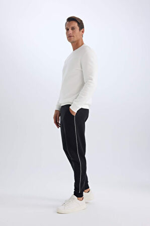 Regular Fit Beli Bağcıklı Lastikli Paça Cepli Basic Düz Kalın Jogger Eşofman Altı