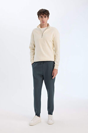 Regular Fit Beli Bağcıklı Lastikli Paça Cepli Basic Düz Kalın Jogger Eşofman Altı