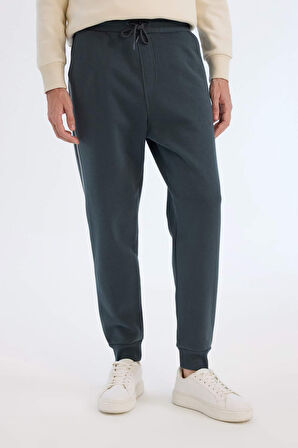 Regular Fit Beli Bağcıklı Lastikli Paça Cepli Basic Düz Kalın Jogger Eşofman Altı