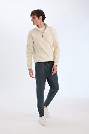 Regular Fit Beli Bağcıklı Lastikli Paça Cepli Basic Düz Kalın Jogger Eşofman Altı