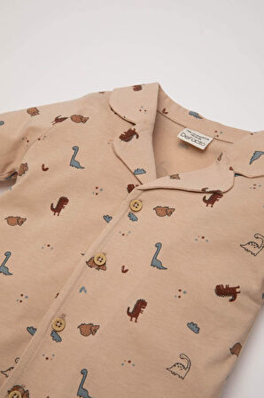 DeFacto Erkek Bebek Pijama Takımı Dinazor Desenli Uzun Kollu Penye Üst Beli Lastikli Uzun Alt D6811A5NSBG390