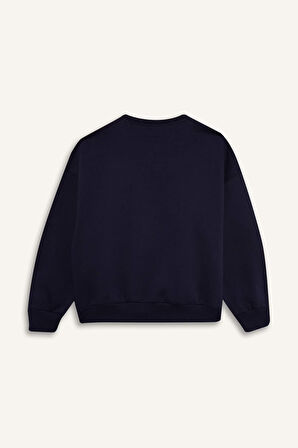 DeFacto Kız Çocuk Relax Fit Bisiklet Yaka Baskılı Sweatshirt D4384A824WNNV241