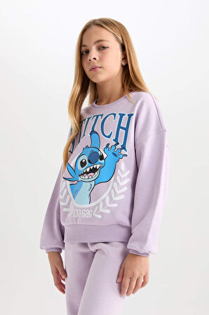 DeFacto Kız Çocuk Disney Lilo & Stitch Relax Fit Bisiklet Yaka Sweatshirt D2825A824WNPR143