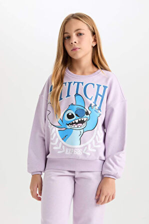 DeFacto Kız Çocuk Disney Lilo & Stitch Relax Fit Bisiklet Yaka Sweatshirt D2825A824WNPR143
