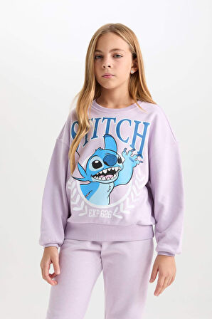 DeFacto Kız Çocuk Disney Lilo & Stitch Relax Fit Bisiklet Yaka Sweatshirt D2825A824WNPR143