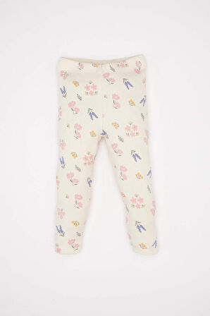 DeFacto Kız Bebek Pijama Takımı Çiçekli Uzun Kollu Fitilli Kaşkorse Üst Beli Lastikli Uzun Alt D6803A5NSER140