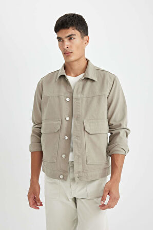 DeFacto Slim Fit Dar Kesim Düğmeli Cepli Mevsimlik Baharlık Jean Ceket B8155AX24AUBG700