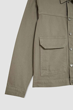 DeFacto Slim Fit Dar Kesim Düğmeli Cepli Mevsimlik Baharlık Jean Ceket B8155AX24AUKH465