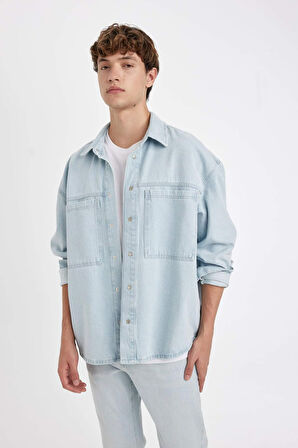 DeFacto Oversize Fit Jean Uzun Kollu Gömlek B5747AX24AUNM39