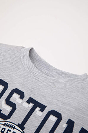 DeFacto Erkek Bebek 2'li Takım Baskılı Selanik Kumaş Bisiklet Yaka Sweatshirt Jogger Eşofman Altı D5933A524WNGR398