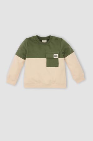 DeFacto Erkek Bebek Bisiklet Yaka Renk Bloklu İçi Yumuşak Tüylü Sweatshirt A9753A524WNKH450