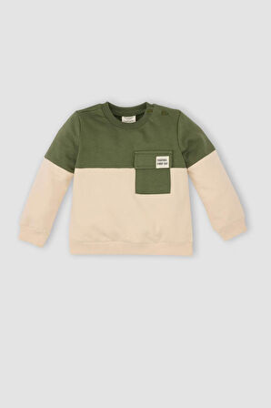 DeFacto Erkek Bebek Bisiklet Yaka Renk Bloklu İçi Yumuşak Tüylü Sweatshirt A9753A524WNKH450
