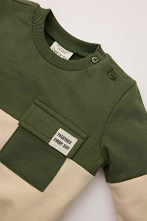 DeFacto Erkek Bebek Bisiklet Yaka Renk Bloklu İçi Yumuşak Tüylü Sweatshirt A9753A524WNKH450