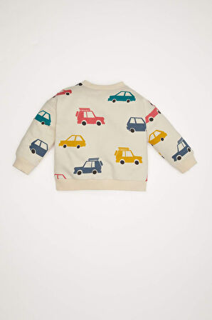 DeFacto Erkek Bebek Bisiklet Yaka Araç Baskılı İçi Yumuşak Tüylü Sweatshirt D5783A524WNER42
