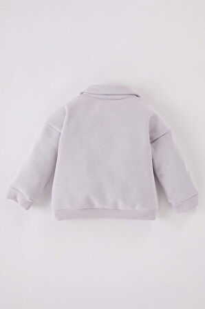 DeFacto Kız Bebek Bebe Yaka Düğmeli İçi Yumuşak Tüylü Sweatshirt D4992A524WNPR305