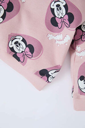 DeFacto Kız Bebek Disney Mickey & Minnie 2'li Takım Bisiklet Yaka Sweatshirt Beli Lastikli Eşofman Altı D5169A524WNPR345