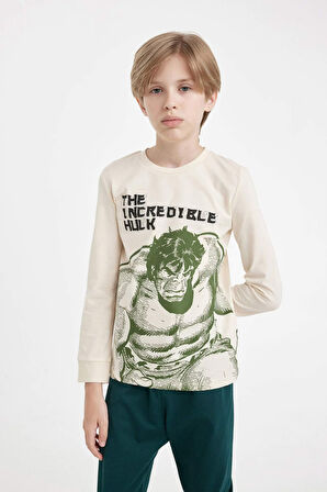 DeFacto Erkek Çocuk Pijama Takım Marvel Uzun Kollu Üst Beli Lastikli Uzun Alt D4366A824WNER42