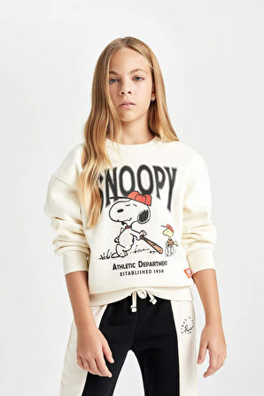 DeFacto Kız Çocuk Snoopy Oversize Geniş Kalıp Bisiklet Yaka Sweatshirt D2824A824WNER99