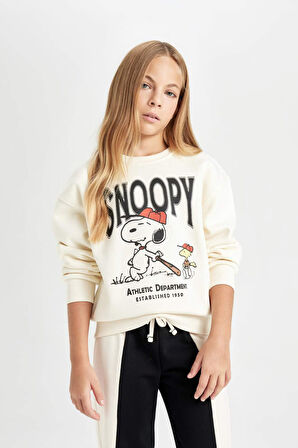 DeFacto Kız Çocuk Snoopy Oversize Geniş Kalıp Bisiklet Yaka Sweatshirt D2824A824WNER99