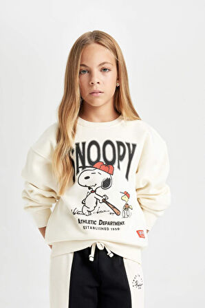DeFacto Kız Çocuk Snoopy Oversize Geniş Kalıp Bisiklet Yaka Sweatshirt D2824A824WNER99