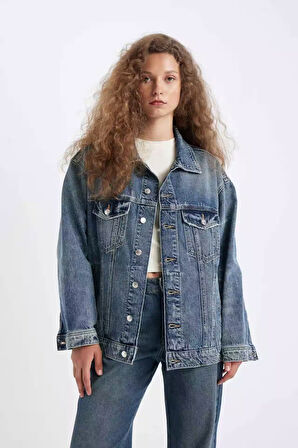 Oversize Fit Jean Ceket