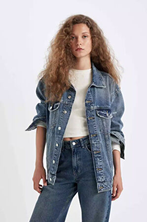 Oversize Fit Jean Ceket