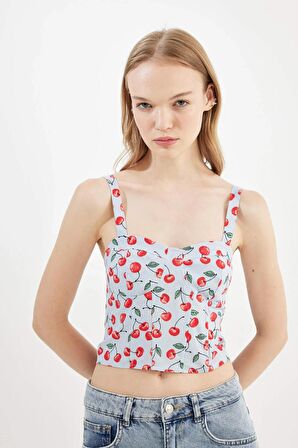 DeFacto Coool Desenli Askılı Poplin Bluz D3516AX24HSBE745