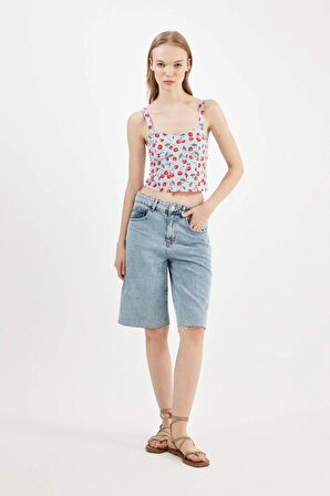 DeFacto Coool Desenli Askılı Poplin Bluz D3516AX24HSBE745