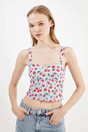 DeFacto Coool Desenli Askılı Poplin Bluz D3516AX24HSBE745