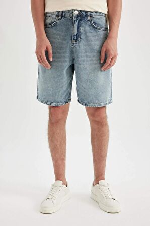 Straight Fit Jean Bermuda Şort