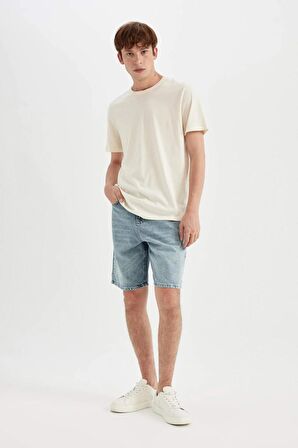 Straight Fit Jean Bermuda Şort