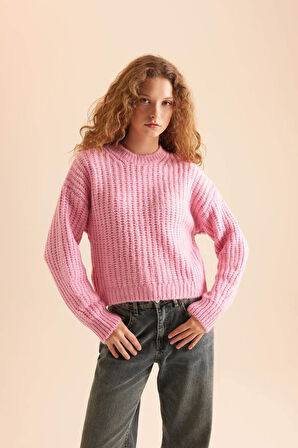 DeFacto Coool Oversize Geniş Kalıp Bisiklet Yaka Triko Kazak V1811AZNSPN449