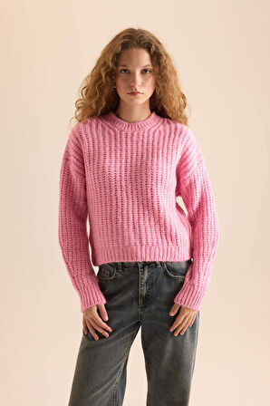 DeFacto Coool Oversize Geniş Kalıp Bisiklet Yaka Triko Kazak V1811AZNSPN449