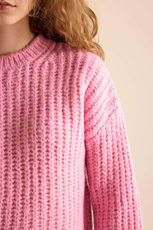 DeFacto Coool Oversize Geniş Kalıp Bisiklet Yaka Triko Kazak V1811AZNSPN449