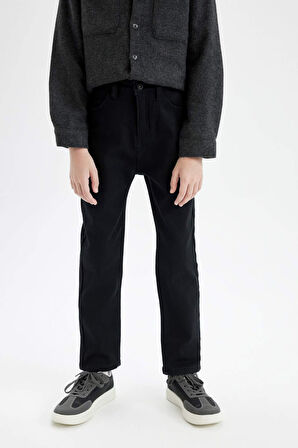 Erkek Çocuk Regular Fit Düz Paça Jean Polar Astarlı Pantolon