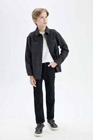 Erkek Çocuk Regular Fit Düz Paça Jean Polar Astarlı Pantolon