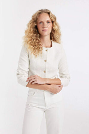 DeFacto Regular Fit Bisiklet Yaka Tweed Blazer Ceket D3910AX24AUER105