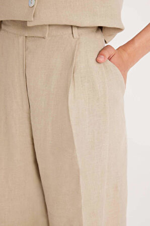 DeFacto Manuka x DeFacto Straight Fit Basic Keten Pantolon D4389AX24HSBG281