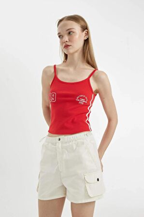 DeFacto Coool Fitted Spor Baskılı Ribana Atlet D4249AX24HSRD63