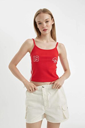 DeFacto Coool Fitted Spor Baskılı Ribana Atlet D4249AX24HSRD63