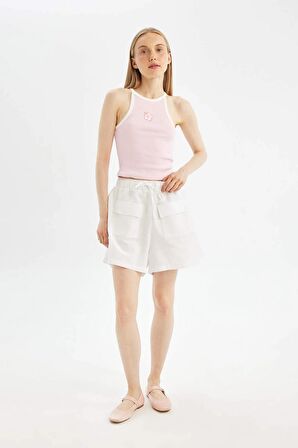 DeFacto Coool Relax Fit Normal Bel Kısa Paça Keten Karışımlı Şort D3468AX24HSWT34