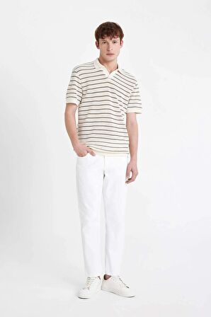 DeFacto The 90's Slim Fit Dar Kalıp Yüksek Bel Dar Paça Beyaz Jean Pantolon D4463AX24HSWT34
