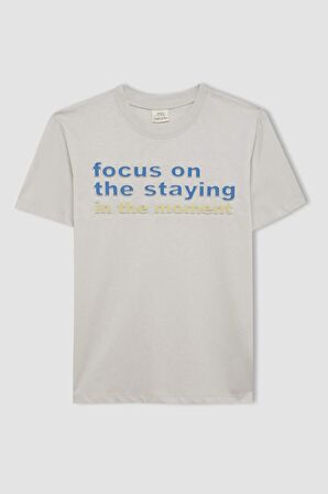 DeFacto Erkek Çocuk Bisiklet Yaka Baskılı Kısa Kollu Tişört D2223A824HSGR492