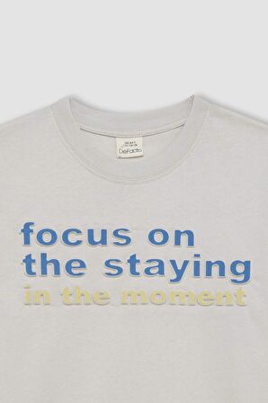 DeFacto Erkek Çocuk Bisiklet Yaka Baskılı Kısa Kollu Tişört D2223A824HSGR492