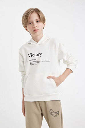 DeFacto Erkek Çocuk Baskılı Kapüşonlu Sweatshirt D3092A824AUER138
