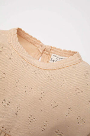 Kız Bebek Pijama Takımı Ribana Kalp Baskılı Uzun Kollu Üst Uzun Alt