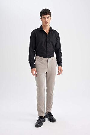 DeFacto Slim Fit Dar Kesim Oxford Basic Düz Pamuk Karışımlı Uzun Kollu Gömlek R4340AZ24AUBK27