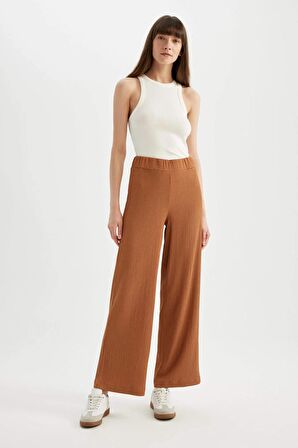 Wide Leg Düz Paça Bürümcük Pantolon	