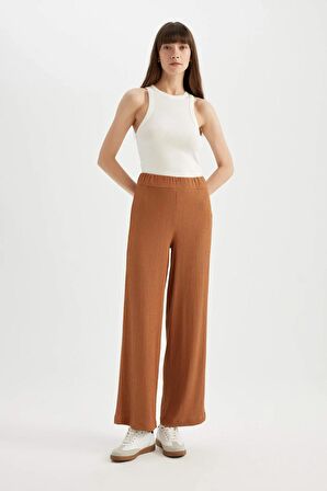 Wide Leg Düz Paça Bürümcük Pantolon	